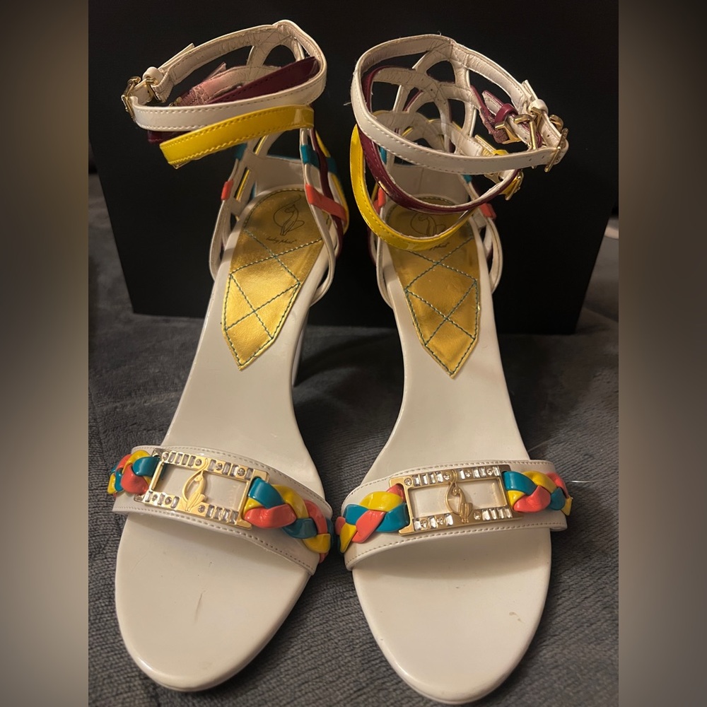 Baby Phat Vintage vegan leather multicolored heels